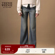 Teenie Weenie小熊女裝牛仔褲2025秋季復古時(shí)尚潮流寬松微喇型長(cháng)褲 中藍色 S