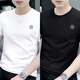 庫羅戈短袖t恤男士2025夏季新款修身休閑圓領(lǐng)半袖潮牌ins打底衫男體恤 白色+黑色 XL (140-158斤)