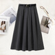 她池毛呢半身裙2025秋裝新款女裝氣質(zhì)中長(cháng)款A字百褶西裝裙