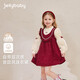 JELLYBABY【撞色喜慶荷葉領(lǐng)公主裙】秋款女童假兩件連衣裙禮服中童