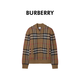 BURBERRY男士棕色拼色羊毛拉鏈針織開(kāi)衫80911641 M