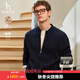 哈吉斯（HAZZYS）男裝 秋冬款立領(lǐng)針織開(kāi)衫戶(hù)外休閑羊毛外套男ABYZD0BCF01 深藏青色DN L （175/96A 48）
