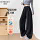帛芮加絨加厚黑標鐮刀褲子女羊羔絨女士彎刀褲秋冬季衛褲運動(dòng)褲闊腿褲