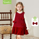斯納菲女童公主裙跨年紅色連衣裙秋冬小香風(fēng)背心裙蝴蝶結洋氣BF90201 朱砂紅 110 （建議身高105-115cm）