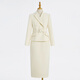 X.C.N 祥春鳥(niǎo)2026春時(shí)尚雙排扣設計感西裝套裙女高級感職場(chǎng)通勤修身顯瘦正裝裙 米色 贈送腰帶 S