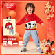 迪士尼寶寶（Disney Baby）男童套裝兒童抑菌翻領(lǐng)衛衣衛褲中小童裝春季休閑兩件套 大紅 130