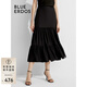 BLUE ERDOS半身裙女春夏優(yōu)雅度假風(fēng)垂感蛋糕長(cháng)裙開(kāi)叉半裙 黑 160/64A/S