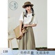 紫涵A字背帶裙半身裙女簡(jiǎn)約文藝夏季新款中長(cháng)裙復古百搭時(shí)尚 卡其綠 M