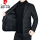 皮爾卡丹（pierre cardin）2025冬季中年男士西裝領(lǐng)白鴨絨輕薄羽絨服保暖上衣爸爸冬裝外套 YRF17823黑色 185