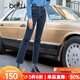 百圖betu女裝秋季新款牛仔褲復古高腰顯瘦修身直筒九分褲2309T73 深牛仔藍 L