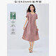 佐丹奴裙子女新款萊賽爾文藝風(fēng)壓褶收腰圓領(lǐng)短袖連衣裙女13465351