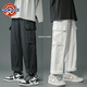NEW OR MODE工裝褲子男士港風(fēng)寬松直筒休閑褲學(xué)生韓版ins潮流牌九分長(cháng)男褲子 黑色 L