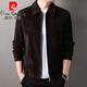 皮爾卡丹（pierre cardin）燈芯絨條絨夾克男2025春秋季翻領(lǐng)商務(wù)休閑韓版外套男裝通勤茄克衫 深咖色 175/L