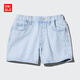 優(yōu)衣庫童裝女童牛仔短褲水洗產(chǎn)品休閑百搭夏季褲子474703 62 粉藍色 110