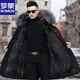 羅蒙派克服2024新款男裝海寧狐貍貉子皮毛一體長(cháng)款外套冬季仿皮草大衣 中長(cháng) 款深灰色 M