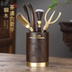 久堂黑檀木鑲銅茶道六君子高檔功夫茶具配件用品大全茶刀針夾三件套裝 悟空-銅木茶道六君子