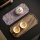 茯見(jiàn)干泡茶盤(pán)小型輕奢胡桃木實(shí)木功夫茶具配件壺承托盤(pán)茶墊茶臺家用 胡桃木干泡茶盤(pán)【蝶影雙面圖案】