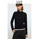LILY2025冬新款女裝萊賽爾羊毛混紡撞色修身半高領(lǐng)T恤打底衫內搭 510黑 M