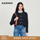 SANDRO線(xiàn)上限定秋冬女裝法式優(yōu)雅灰色可拆卸花邊領(lǐng)S刺繡針織開(kāi)衫 23/碳灰色 S (1)