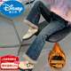 迪士尼女童牛仔褲秋冬喇叭褲洋氣時(shí)髦彈力花邊長(cháng)褲加絨一體絨兔毛褲子潮 品牌兔毛邊（加絨加厚） 水洗后微掉色屬正常范圍 150
