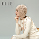 ELLE秋冬帽子女蕾絲花邊花朵針織帽復古優(yōu)雅保暖護耳防寒帽拍照 米杏駝