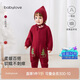 babylove寶寶連體衣針織紅毛衣秋冬保暖綿羊毛哈衣爬服嬰兒喜慶圣誕衣服