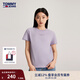 TOMMY JEANS【美式休閑】春夏女裝純棉平紋針織純色打底刺繡短袖T恤上衣 淺紫色W06 S