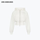 ANN ANDELMAN【迪麗熱巴同款】長(cháng)袖修身外套短雙開(kāi)拉鏈高腰連帽衛衣 白色 S