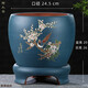 爵遇良品 精品紫砂花盆帶托盤(pán)君子蘭盆大口徑蝴蝶蘭宜興紫砂盆圓形綠植盆 特大號-寶藍色(配底座) 大