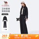 駱駝（CAMEL）立領(lǐng)運動(dòng)套裝女棉感休閑運動(dòng)服兩件套 J25CAXLN012 幻影黑 L