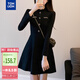 唐獅2025秋季圓領(lǐng)長(cháng)袖連衣裙名媛風(fēng)優(yōu)雅顯瘦百搭淑女溫柔氣質(zhì)潮流