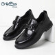 金利來(lái)皮鞋新款男士商務(wù)正裝休閑皮鞋舒適套腳一腳蹬樂(lè )福氣墊鞋手抓紋 黑色 41