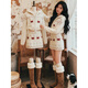 歐迪惠（Oudihui）2025年秋冬連衣裙女裝韓系圣誕套裝松弛感針織連帽衣服穿搭短裙子 圖片色 S