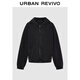 UR2026春季新款男裝休閑做舊連帽系帶拉鏈牛仔外套UUY850028 黑色 S