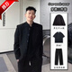 JIAYE高級感痞帥新中式中山裝夾克男春秋趙山河同款休閑立領(lǐng)西裝外套潮 【中山服+黑短袖+黑西褲】 XL 【建議120-140斤】
