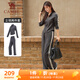 駱駝（CAMEL）立領(lǐng)健身女裝撞色修身兩件套運動(dòng)服 Y24CAWL6620 墨灰 L
