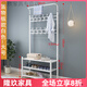 德仕登衣架鞋架組合一體鞋架衣架一體衣帽架門(mén)口臥室鞋柜置物架組合家用 大號白【三層置物板】加厚