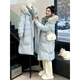 鹿王戀雪大毛領(lǐng)連帽羽絨棉服女冬季2025年新款時(shí)尚寬松加厚中長(cháng)款棉襖外套 藍色 L 130-145斤