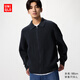 優(yōu)衣庫男裝襯衫領(lǐng)拉鏈針織開(kāi)衫/長(cháng)袖毛衣毛衫外套481723 69 藏青色 L