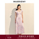 MAXRIENY精致優(yōu)雅蕾絲連衣裙收腰設計紫花印花長(cháng)裙茶歇裙25夏款 紫花 L