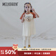 Milkbarn兒童短袖連衣裙女童夏季洋氣公主裙嬰兒寶寶裙子 楓糖奶茶 90 cm