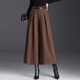 羅蒙（ROMON）毛呢闊腿褲女秋冬新款高腰時(shí)尚九分褲裙媽媽褲子顯瘦寬松加厚裙褲 咖色 M  27/96-104斤