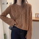妃奧絨云朵紗針織衫女2024春秋款時(shí)尚慵懶風(fēng)寬松小個(gè)子短款軟糯外穿毛衣 咖啡色 M