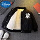 迪士尼（Disney）2024嬰兒男寶寶羽絨棉服棉衣加絨加厚夾克兒童外套秋冬款男童冬裝 黑色棒球服-加厚棉服 90 建議身高75-85