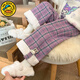 G.DUCKKIDS小黃鴨女童褲子加絨冬季新款兒童長(cháng)褲保暖闊腿褲休閑寶寶加厚棉褲 毛呢格子褲紫色 110 建議100-110cm4-5歲