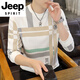 JEEP SPIRIT衛衣男春季新款2025潮男寬松休閑打底衫潮流時(shí)尚韓版男士長(cháng)袖T恤 白色 加絨 M