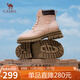 駱駝（CAMEL）【遠行】女鞋工裝靴英倫短靴大黃靴馬丁靴女 L23W076044 粉色 37