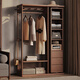 竹槿實(shí)木衣帽架穿衣鏡組合家用落地掛衣架置物架房間多功能收納衣服柜 【烏金木】120cm-包安裝