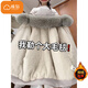 棉致加絨加厚羊羔絨連帽開(kāi)衫衛衣女秋冬季新款可拆卸毛領(lǐng)慵懶上衣外套 254淺灰色【羊羔絨灰色毛領(lǐng)】 L 100-115斤