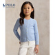 Polo Ralph Lauren 拉夫勞倫 女童 經(jīng)典款迷你絞花編結棉質(zhì)針織開(kāi)襟衫 999-藍色 XL